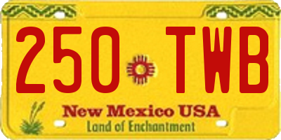 NM license plate 250TWB