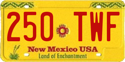 NM license plate 250TWF