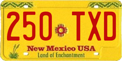 NM license plate 250TXD