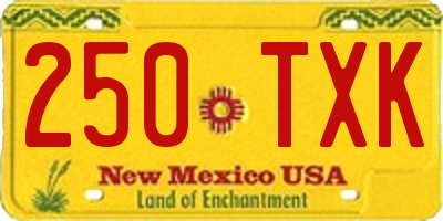 NM license plate 250TXK