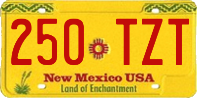 NM license plate 250TZT