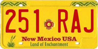 NM license plate 251RAJ