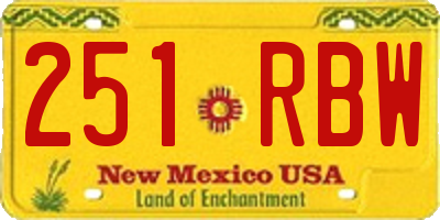 NM license plate 251RBW
