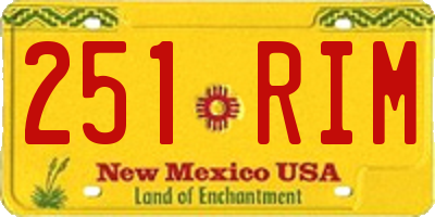 NM license plate 251RIM
