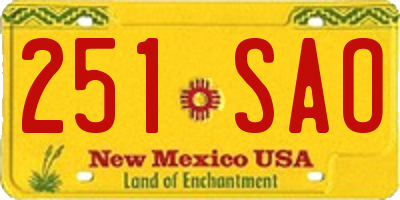 NM license plate 251SAO