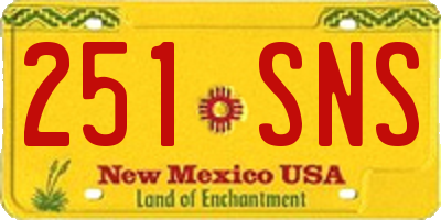 NM license plate 251SNS