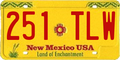 NM license plate 251TLW