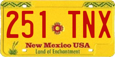 NM license plate 251TNX