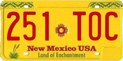 NM license plate 251TOC