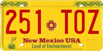 NM license plate 251TOZ