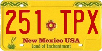 NM license plate 251TPX
