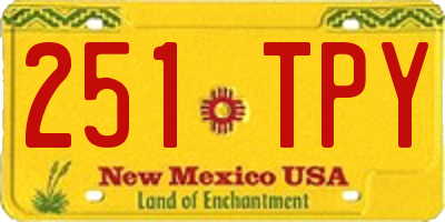 NM license plate 251TPY