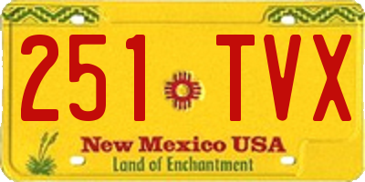 NM license plate 251TVX