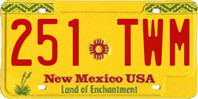 NM license plate 251TWM