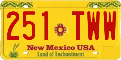 NM license plate 251TWW