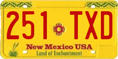 NM license plate 251TXD