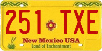 NM license plate 251TXE