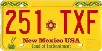 NM license plate 251TXF