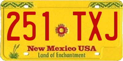 NM license plate 251TXJ