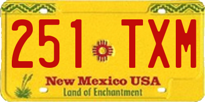 NM license plate 251TXM