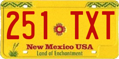 NM license plate 251TXT