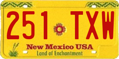 NM license plate 251TXW