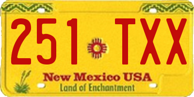 NM license plate 251TXX