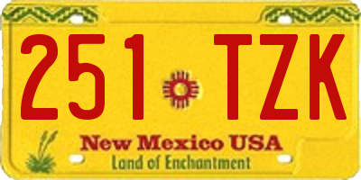 NM license plate 251TZK