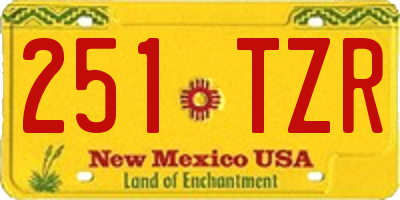 NM license plate 251TZR