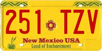 NM license plate 251TZV