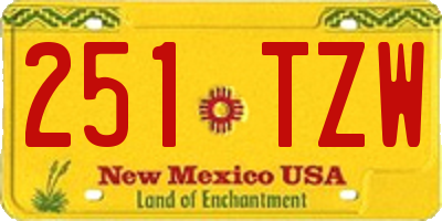 NM license plate 251TZW