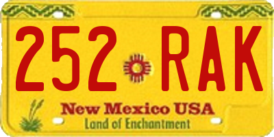 NM license plate 252RAK