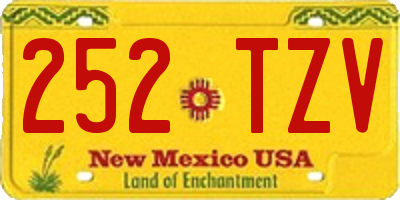 NM license plate 252TZV