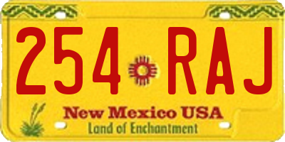 NM license plate 254RAJ