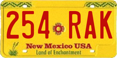 NM license plate 254RAK