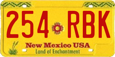 NM license plate 254RBK