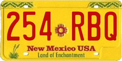 NM license plate 254RBQ