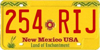 NM license plate 254RIJ
