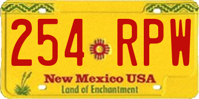 NM license plate 254RPW