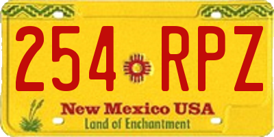 NM license plate 254RPZ