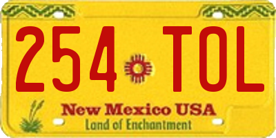 NM license plate 254TOL