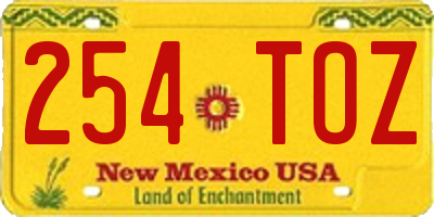 NM license plate 254TOZ