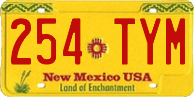 NM license plate 254TYM
