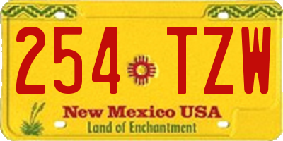NM license plate 254TZW