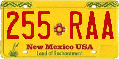 NM license plate 255RAA