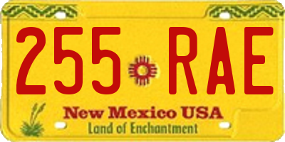 NM license plate 255RAE