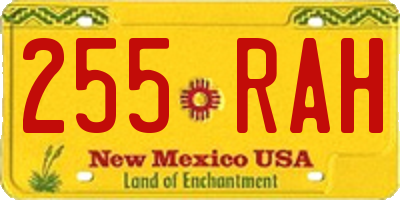 NM license plate 255RAH