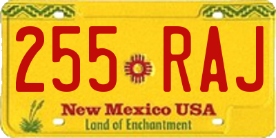 NM license plate 255RAJ