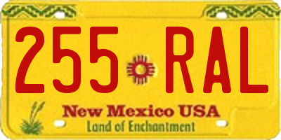 NM license plate 255RAL