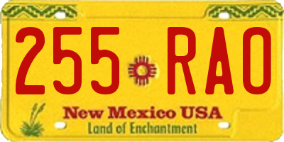 NM license plate 255RAO